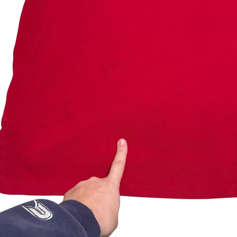 Ralph Lauren Red Navy Polo Zip Snap Shirt‎ 2XL Tall Big Pony Cotton Short Sleeve